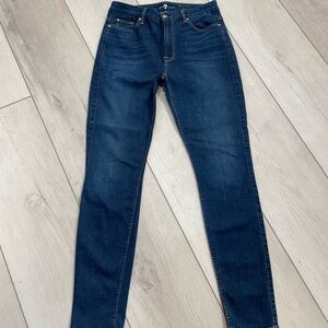 7 For All Mankind Blue Skinny Jeans Sleek Fit